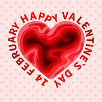 Happy Valentines Day. 3d paper cut heart concept design  greeting card. Paper carving heart shapes with shadow. February 14. Vector illustration