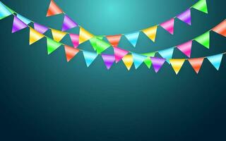 Garland flag and confetti in party and enjoyment concept. Celebration background template. Vector illustration