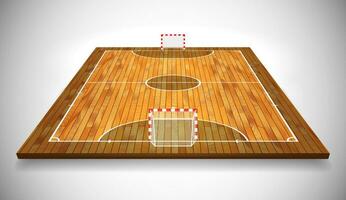 Perspective vector illustration of hardwood Futsal court or field. Vector EPS 10. Room for copy