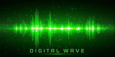 Digital wave, Sound waves oscillating glow light, Abstract technology background - Vector