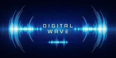 Sound waves oscillating glow light, Digital wave, Abstract technology background - Vector