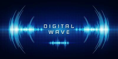 Sound waves oscillating glow light, Digital wave, Abstract technology background - Vector