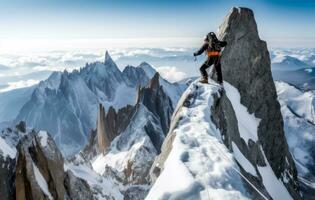 AI generated Snowy Summit Achievement - Equipped Climber's Conquest photo