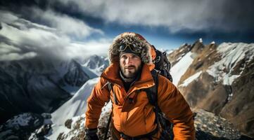 AI generated Winter Wilderness Ascent - Climber's Epic Journey photo