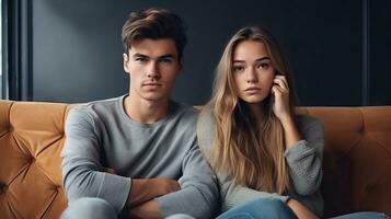 ai generado no hablado aflicciones - tensiones en un moderno joven de pareja relación foto