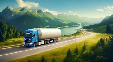 AI generated Efficient Goods Delivery - Modern Truck in Transit photo