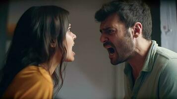 AI generated Emotional Confrontation - Man and Woman in Intense Quarrel photo