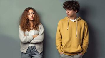 AI generated Silent Struggle - Modern Young Couple in the Aftermath of a Quarrel photo