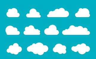 Clouds silhouettes. Vector set of clouds shapes. Collection of various forms and contours. Design elements for the weather forecast, web interface or cloud storage applications