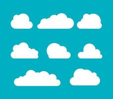 nubes siluetas vector conjunto de nubes formas colección de varios formas y contornos diseño elementos para el clima pronóstico, web interfaz o nube almacenamiento aplicaciones