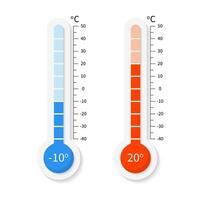 vector Celsius and fahrenheit meteorology thermometers set