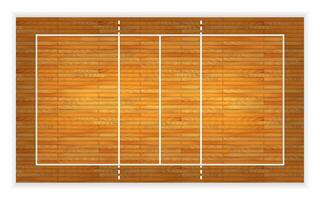 An illustration of an aerial view of a hardwood volleyball court. Vector EPS 10