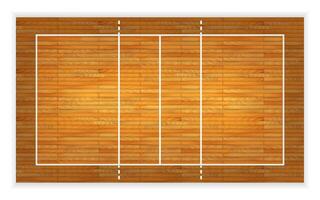 An illustration of an aerial view of a hardwood volleyball court. Vector EPS 10