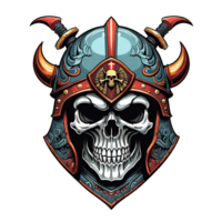 AI generated Skull head in helmet of Viking illustration on a transparent background png