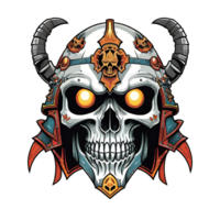 AI generated Skull head in helmet of Viking illustration on a transparent background png