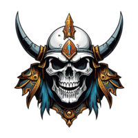 AI generated Skull head in helmet of Viking illustration on a transparent background png