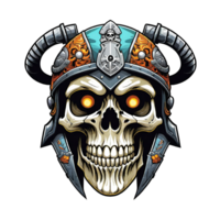 AI generated Skull head in helmet of Viking illustration on a transparent background png