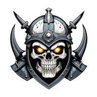 AI generated Skull head in helmet of Viking illustration on a transparent background png