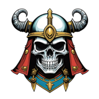 AI generated Skull head in helmet of Viking illustration on a transparent background png