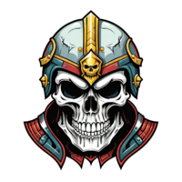 AI generated Skull head in helmet of Viking illustration on a transparent background png