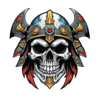 AI generated Skull head in helmet of Viking illustration on a transparent background png