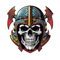 AI generated Skull head in helmet of Viking illustration on a transparent background png