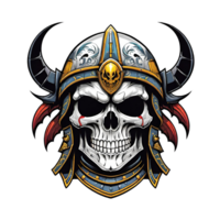 AI generated Skull head in helmet of Viking illustration on a transparent background png