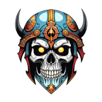 AI generated Skull head in helmet of Viking illustration on a transparent background png