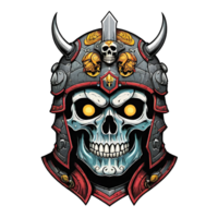 AI generated Skull head in helmet of Viking illustration on a transparent background png