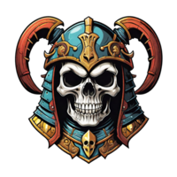 AI generated Skull head in helmet of Viking illustration on a transparent background png