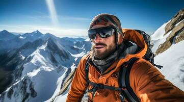 AI generated Conquering Peaks - Climber's Quest in Snowy Splendor photo