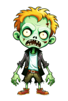 ai generato zombie cartone animato personaggio su trasparente sfondo png