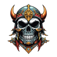 AI generated Skull head in helmet of Viking illustration on a transparent background png