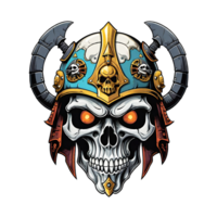 AI generated Skull head in helmet of Viking illustration on a transparent background png