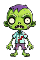 ai genererad zombie tecknad serie karaktär på transparent bakgrund png