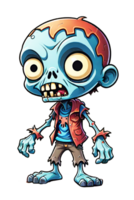 ai generado zombi dibujos animados personaje en transparente antecedentes png