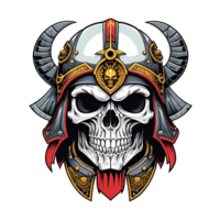 AI generated Skull head in helmet of Viking illustration on a transparent background png