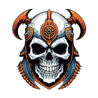 AI generated Skull head in helmet of Viking illustration on a transparent background png