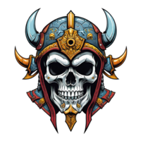 AI generated Skull head in helmet of Viking illustration on a transparent background png