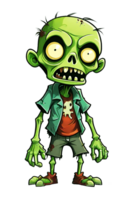 ai generado zombi dibujos animados personaje en transparente antecedentes png