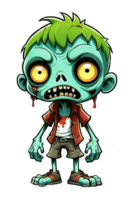AI generated Zombie cartoon character on transparent background png