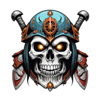 AI generated Skull head in helmet of Viking illustration on a transparent background png