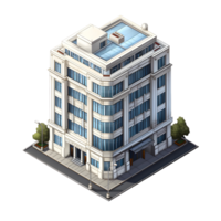 AI generated Watercolor of isometric building. Isolated no background Generative Ai png