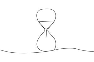 Continuous line drawing of a hourglass on white background vector