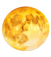AI generated Circle watercolor of full moon drawing in pale golden yellow element design clip art style on png transparency