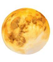 AI generated Circle watercolor of full moon drawing in pale golden yellow element design clip art style on png transparency