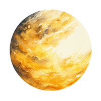 AI generated Circle watercolor of full moon drawing in pale golden yellow element design clip art style on png transparency