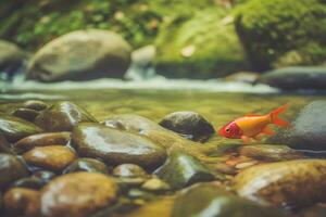 ai generado pescado nadar submarino. neural red ai generado foto