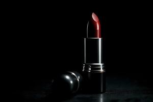 AI generated Lipstick on a black background. Neural network AI generated photo