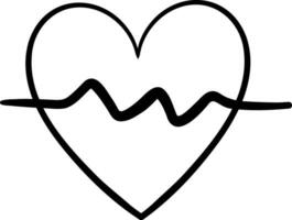 Hand drawn line heart on white background. vector